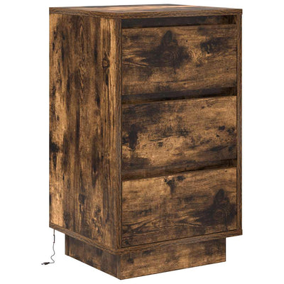 yökaappi LED-valoilla savustettu tammi 38x34x65 cm