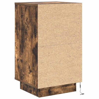 yökaappi LED-valoilla savustettu tammi 38x34x65 cm