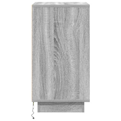 yöpöytäkaappi LED-valoilla Harmaa Sonoma 38x34x65 cm