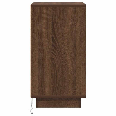 Yöpöytä LED-valoilla Ruskea Tammi 38x34x65 cm
