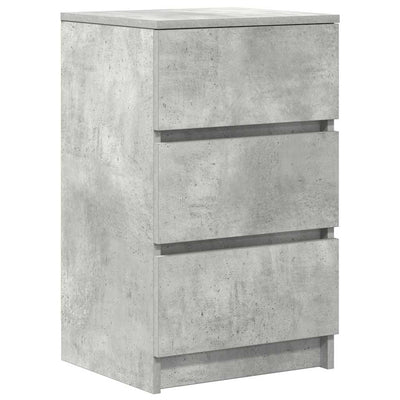 Yöpöytäkaapit, 3 laatikkoa 2 kpl betoninharmaa 39x35x65 cm