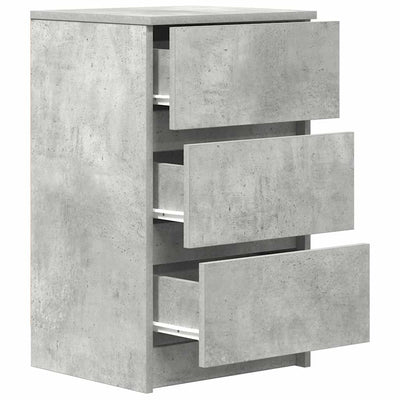 Yöpöytäkaapit, 3 laatikkoa 2 kpl betoninharmaa 39x35x65 cm