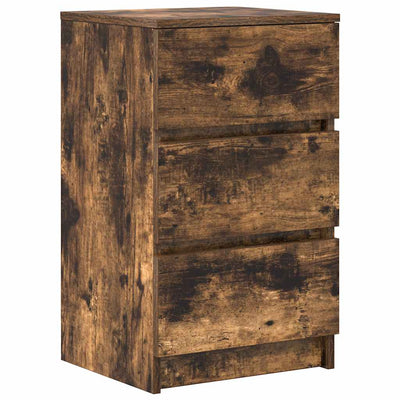 Yöpöytäkaapit, 3 laatikkoa 2 kpl savutammi 39x35x65 cm