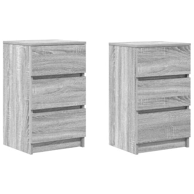 yöpöytäkaapit 3 laatikolla 2 kpl harmaa Sonoma 39x35x65 cm