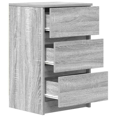 yöpöytäkaapit 3 laatikolla 2 kpl harmaa Sonoma 39x35x65 cm