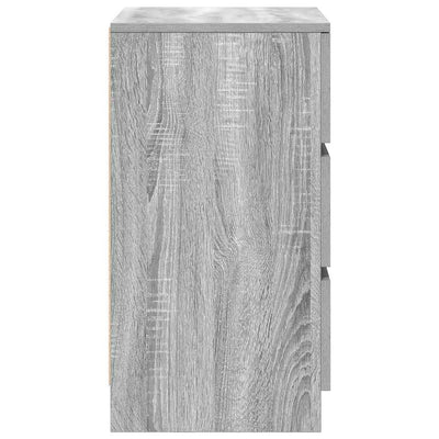 yöpöytäkaapit 3 laatikolla 2 kpl harmaa Sonoma 39x35x65 cm