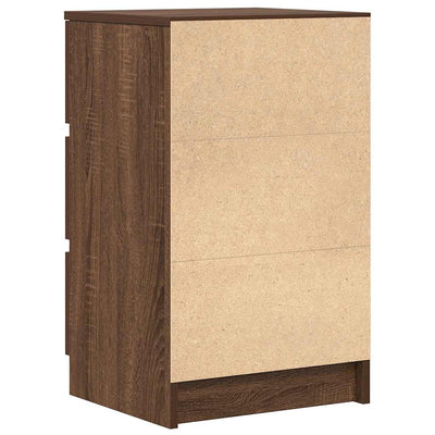 Yöpöytäkaapit, 3 laatikkoa 2 kpl ruskea tammi 39x35x65 cm
