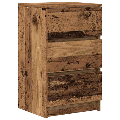 yöpöytäkaapit 3 laatikolla 2 kpl vanha puu 39x35x65 cm