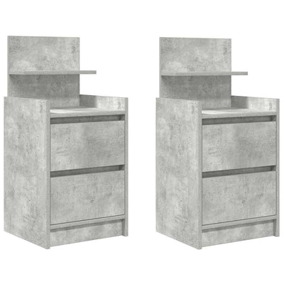 yöpöytäkaapit 2 laatikkoa 2 kpl betoninharmaa 38x34x80 cm