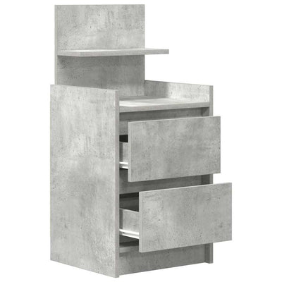 yöpöytäkaapit 2 laatikkoa 2 kpl betoninharmaa 38x34x80 cm