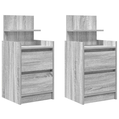 yöpöytäkaapit 2 laatikkoa 2 kpl harmaa sonoma 38x34x80 cm