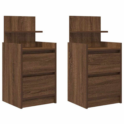 yöpöytäkaapit 2 laatikkoa 2 kpl ruskea tammi 38x34x80 cm