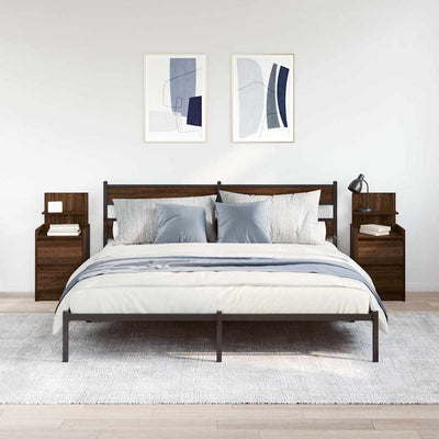 Ruskea tammi yöpöytäkaapit Remu 38x34x80cm (2 laatikkoa 2 kpl)