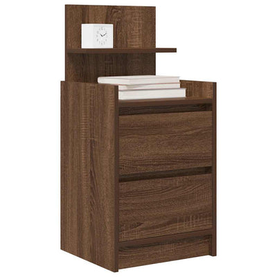yöpöytäkaapit 2 laatikkoa 2 kpl ruskea tammi 38x34x80 cm