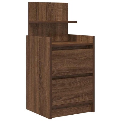 yöpöytäkaapit 2 laatikkoa 2 kpl ruskea tammi 38x34x80 cm