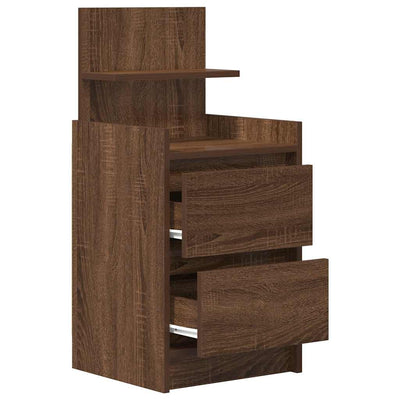 yöpöytäkaapit 2 laatikkoa 2 kpl ruskea tammi 38x34x80 cm