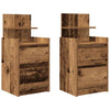 yöpöytäkaapit 2 laatikkoa 2 kpl vanha puu 38x34x80 cm