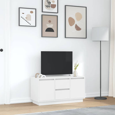 TV-kaappi LED-valoilla Valkoinen 100x41x50 cm