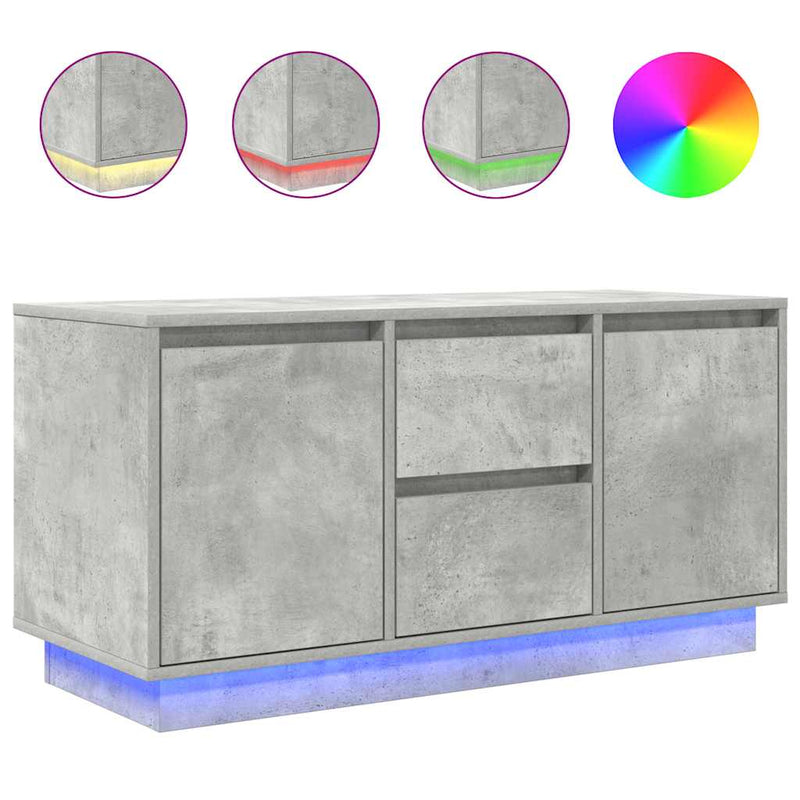 Betoninharmaa tv-taso led-valoilla Kiersten 100x41x50cm