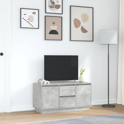 TV-taso LED-valoilla betoninharmaa 100x41x50 cm