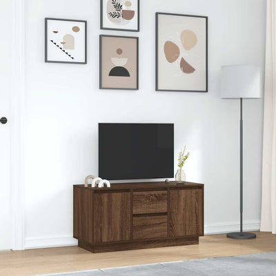 TV-taso LED-valoilla ruskea tammi 100x41x50 cm