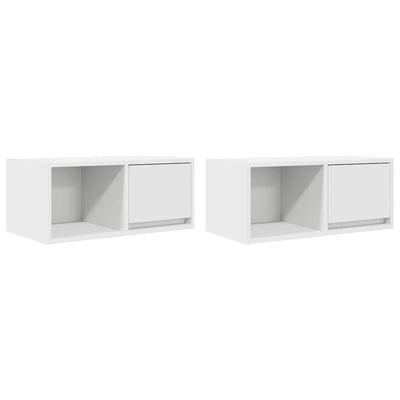 TV-seinäkaapit 2 kpl valkoinen 60x31x25,5 cm tekninen puu