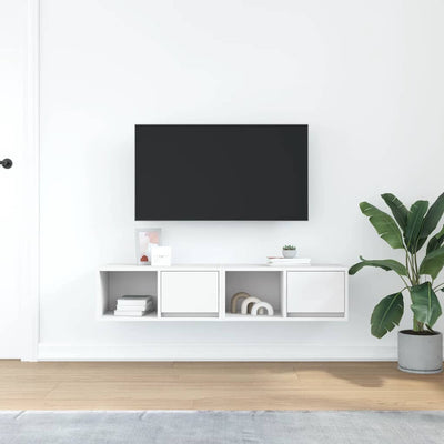 TV-seinäkaapit 2 kpl valkoinen 60x31x25,5 cm tekninen puu