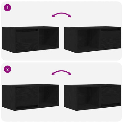 TV-taso musta tammi 60x31x25,5 cm tekninen puu