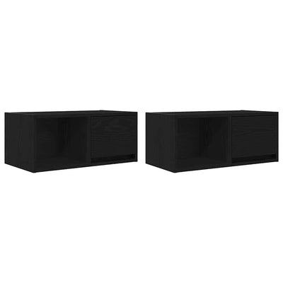 TV-tasot 2 kpl musta tammi 60x31x25,5 cm tekninen puu