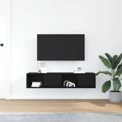 TV-tasot 2 kpl musta tammi 60x31x25,5 cm tekninen puu