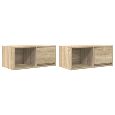 TV-seinäkaapit 2 kpl sonoma-tammi 60x31x25,5 cm tekninen puu