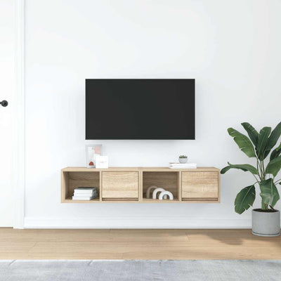 TV-seinäkaapit 2 kpl sonoma-tammi 60x31x25,5 cm tekninen puu