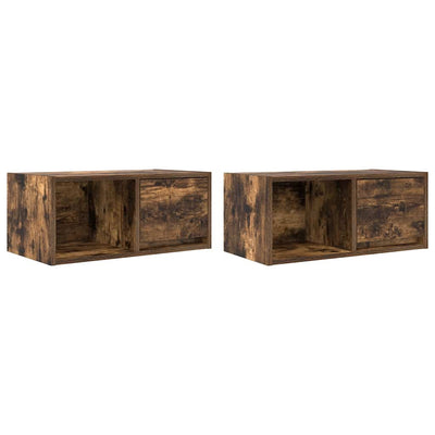 TV-seinäkaappi 2 kpl savutammi 60x31x25,5 cm tekninen puu