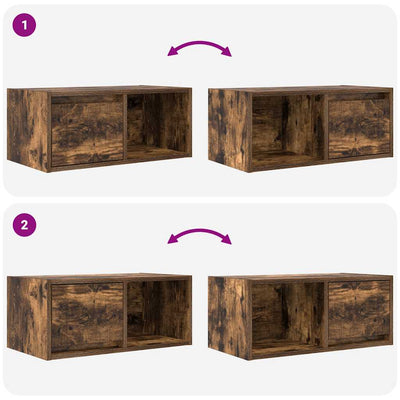 TV-seinäkaappi 2 kpl savutammi 60x31x25,5 cm tekninen puu