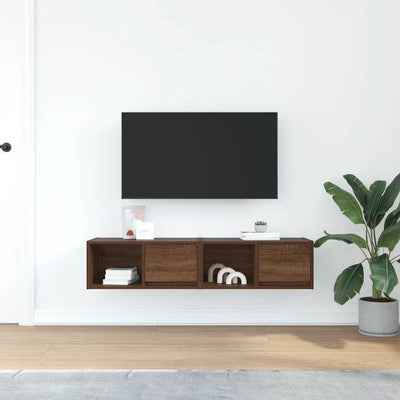 TV-seinäkaapit 2 kpl ruskea tammi 60x31x25,5 cm tekninen puu