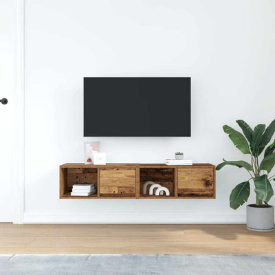 TV Kaapit 2 kpl vanha puu 60x31x25,5 cm suunniteltu puu