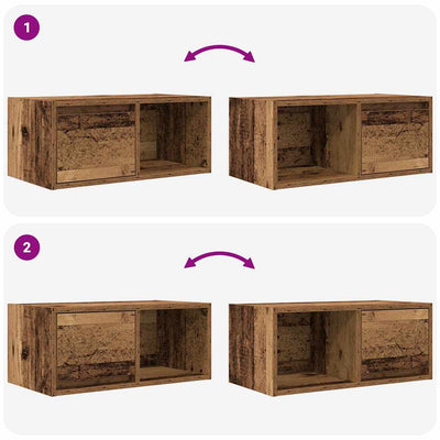 TV Kaapit 2 kpl vanha puu 60x31x25,5 cm suunniteltu puu