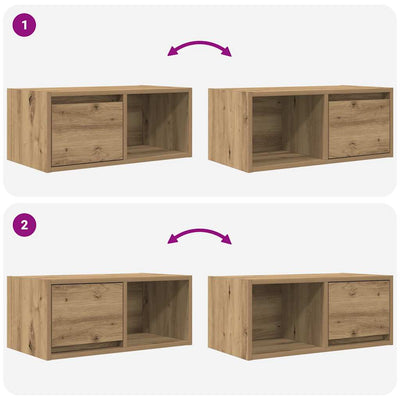 TV-seinäkaapit 2 kpl artesaani tammi 60x31x25,5 cm tekninen puu