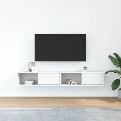 TV-seinäkaapit 2 kpl valkoinen 80x31x25,5 cm tekninen puu