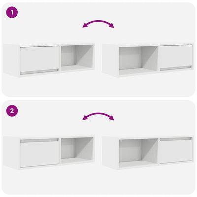 TV-seinäkaapit 2 kpl valkoinen 80x31x25,5 cm tekninen puu
