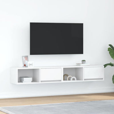 Valkoinen tv-seinäkaapit Kolla 80x31x25,5cm (2 kpl puinen)