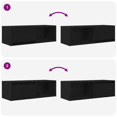 TV-taso musta tammi 80x31x25,5 cm tekninen puu