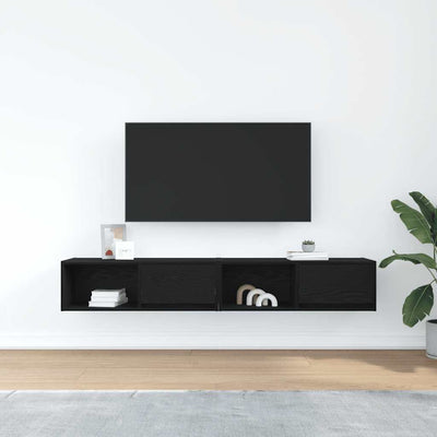 TV-tasot 2 kpl musta tammi 80x31x25,5 cm tekninen puu