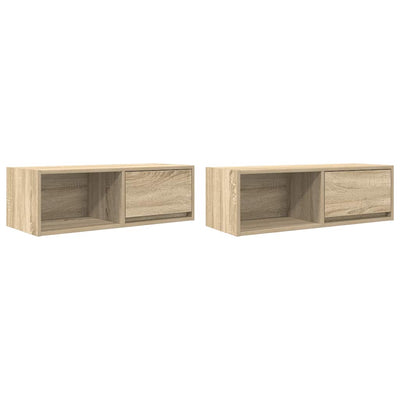 TV-seinäkaapit 2 kpl sonoma-tammi 80x31x25,5 cm tekninen puu