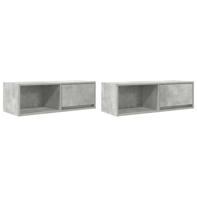 Betoninharmaa tv-seinäkaapit Kolla 80x31x25,5cm (2 kpl, puinen)