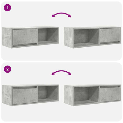Betoninharmaa tv-seinäkaapit Kolla 80x31x25,5cm (2 kpl, puinen)