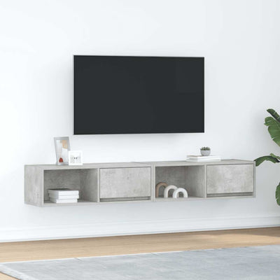Betoninharmaa tv-seinäkaapit Kolla 80x31x25,5cm (2 kpl, puinen)