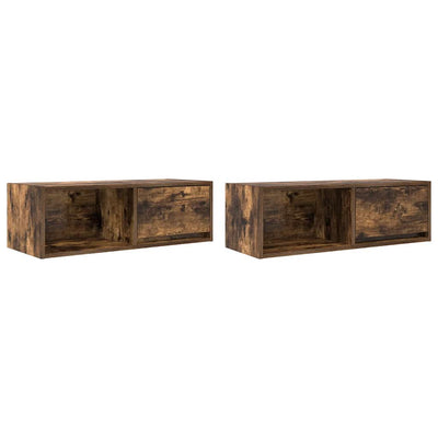 TV-seinäkaappi 2 kpl savutammi 80x31x25,5 cm tekninen puu