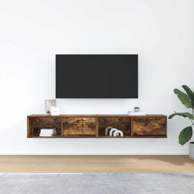 TV-seinäkaappi 2 kpl savutammi 80x31x25,5 cm tekninen puu