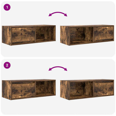 TV-seinäkaappi 2 kpl savutammi 80x31x25,5 cm tekninen puu
